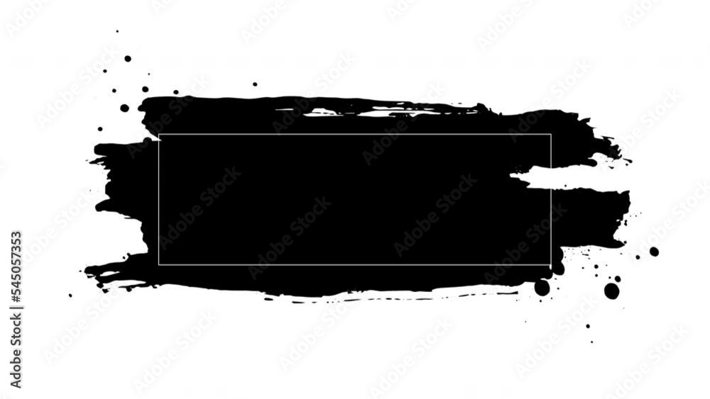 Poster Abstract black brush stroke animation for text effect. Rough ink stroke movement in Chinese style for video overlay and  copy space. Rough paint in lower third frame 
