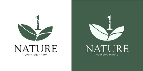 Nature Logo Design with Number 1