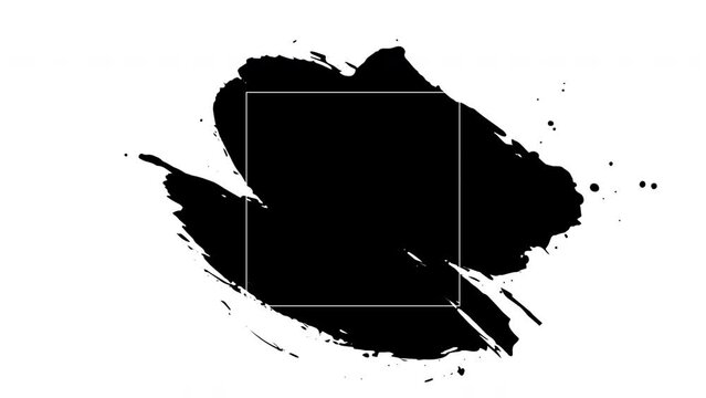 Abstract black brush stroke animation for text effect. Rough ink stroke movement in Chinese style for video overlay and  copy space. Rough paint in lower third frame 