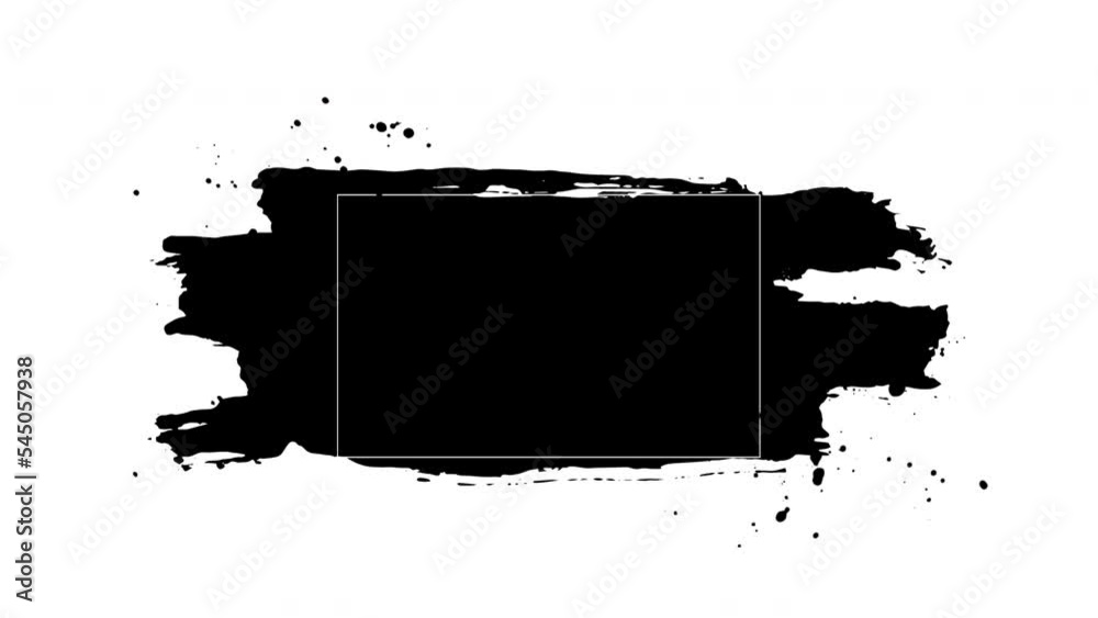 Aufkleber Abstract black brush stroke animation for text effect. Rough ink stroke movement in Chinese style for video overlay and  copy space. Rough paint in lower third frame 
