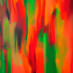 Orange Red and Green Abstract Painting 