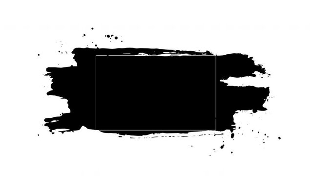Abstract black brush stroke animation for text effect. Rough ink stroke movement in Chinese style for video overlay and  copy space. Rough paint in lower third frame 