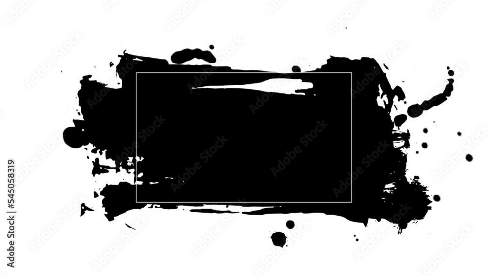 Poster Abstract black brush stroke animation for text effect. Rough ink stroke movement in Chinese style for video overlay and  copy space. Rough paint in lower third frame 