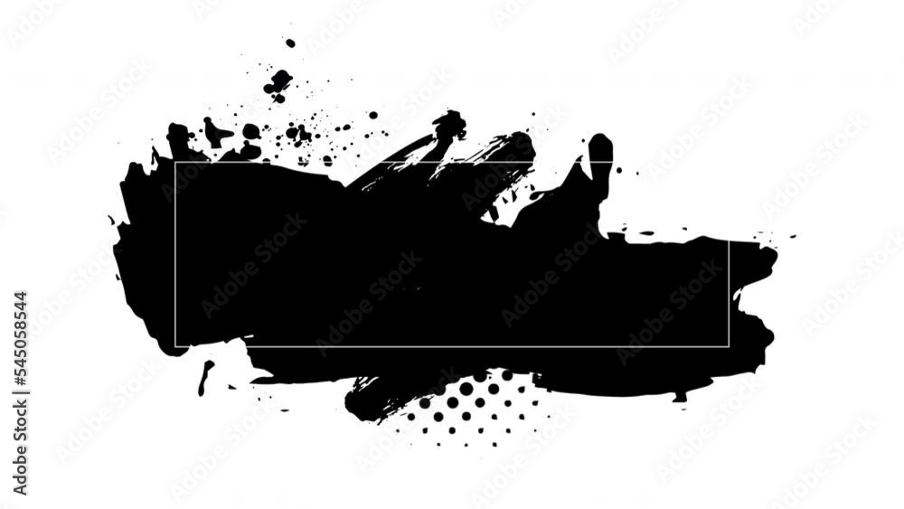 Aufkleber Abstract black brush stroke animation for text effect. Rough ink stroke movement in Chinese style for video overlay and  copy space. Rough paint in lower third frame 