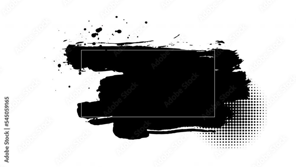 Poster Abstract black brush stroke animation for text effect. Rough ink stroke movement in Chinese style for video overlay and  copy space. Rough paint in lower third frame 