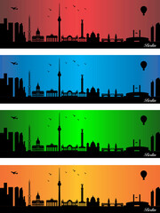 Berlin city in a four different colors - illustration, 
Town in colors background, 
City of Berlin