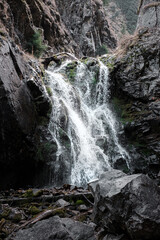 Mountain waterfall of the Zailiysky Alatau mountains Bear Gorge Almaty Kazakhstan