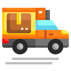 Delivery Truck flat icon,linear,outline,graphic,illustration