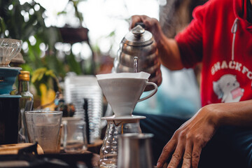 Coffee, coffee making and drip coffee in house