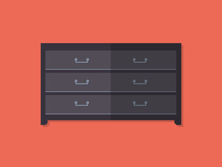Cabinet with drawers On Orange pastel background