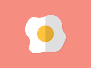 Fried Egg Vector, Top View, On Orange -Pink pastel background