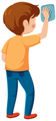 Fototapeta premium Cartoon character of kid cleaning