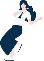 illustration of junior high school students and students with different poses