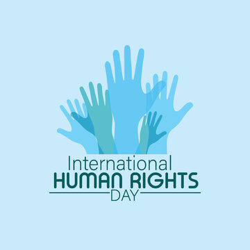 Human Rights Day Illustration With Raised Hand Breaks The Chain, With Hands Up Silhouette, 10Dec