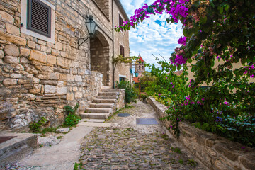 Obraz na płótnie Canvas street in Omis resort - popular croatian place for tourism, Croatia, Europe ...exclusive - this image is sold only Adobe stock