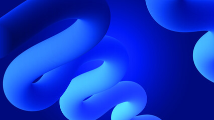 Modern colorful flow line poster. Dynamic 3d shape. Wave gradient mesh Liquid shape in neon blue background color. Abstract lava design for your project. Vector illustration. Trendy wallpaper 