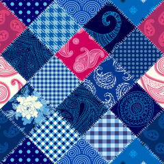 Patchwork textile pattern. Seamless quilting design background.