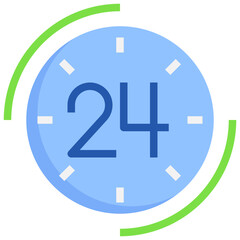 24 hours flat icon,linear,outline,graphic,illustration