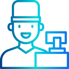 Cashier gradient line icon