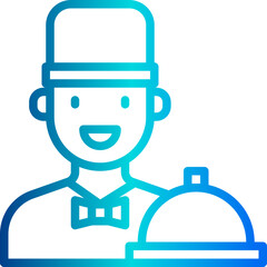 Waiter gradient line icon