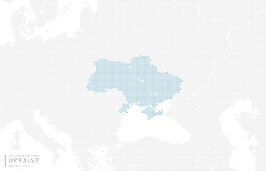 ウクライナを中心とした青のドットマップ。　中サイズ。 - obrazy, fototapety, plakaty