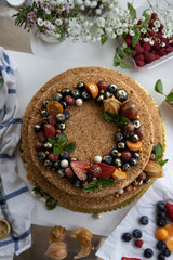 homemade cake with berries