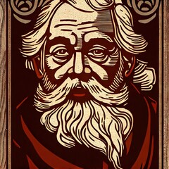 Woodcarved print of Santa 