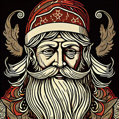 Woodcarved print of Santa 