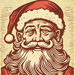 Fototapeta na wymiar Woodcarved print of Santa 