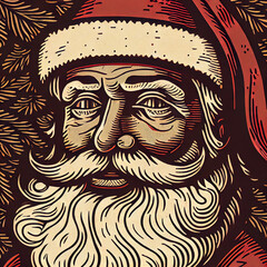 Woodcarved print of Santa 