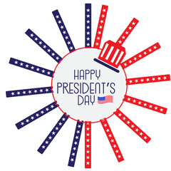 Background president's day.Vector illustration of sunburst background graphics with USA flag colors with American flag and stars.