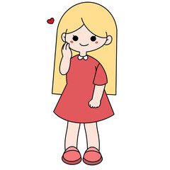 Girl in love pencil color illustration