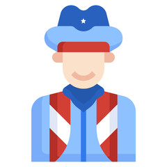 cowboy flat icon,linear,outline,graphic,illustration