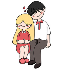 Sweet love pencil color illustration