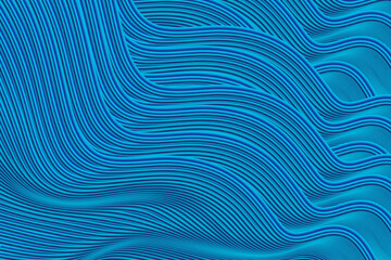 3D rendering of wavy blue abstract lines textured textured poster background