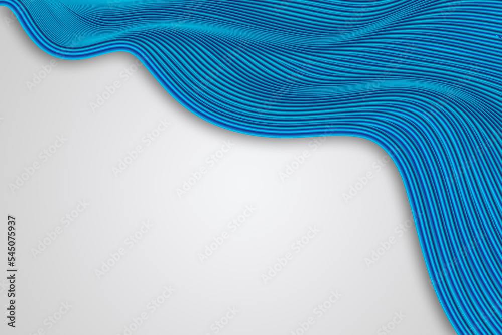 Wall mural 3D rendering of wavy blue abstract line texture texture background - Wall murals