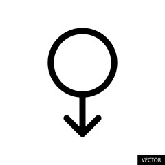 Male Gender symbol vector icon in line style design for website design, app, UI, isolated on white background. Editable stroke. Vector illustration.
