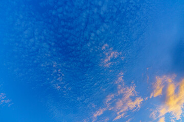 Fototapeta na wymiar Background from glowing clouds in a dark blue evening sky