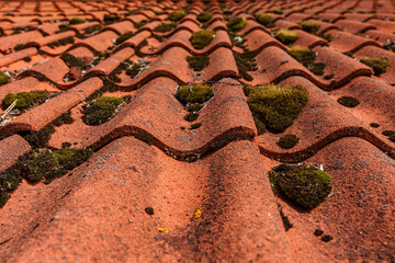 Background texture from a red tiled roof