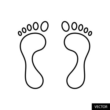 Female's footprint vector icon in line style design for website design, app, UI, isolated on white background. Happy Dhanteras, Goddess Lakshmi footprint. Editable stroke. Vector illustration.
