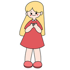 Woman Holding heart color illustration.