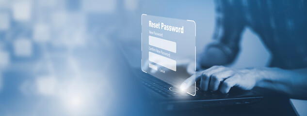 Security and reset password login online concept  Hands typing and entering username and password...