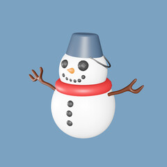 snowman character in 3d rendering design.