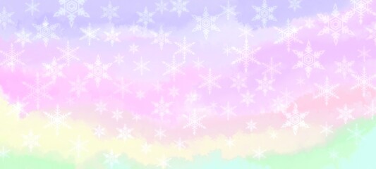 Fototapeta na wymiar 雪の結晶　虹色の背景