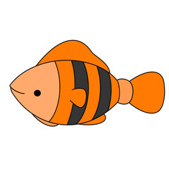Orange ClownFish color illustration. - obrazy, fototapety, plakaty