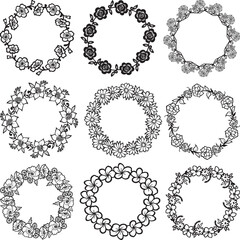 Set of frames, Wreath bundle, circle bundle, floral wreath, heart laurel wreath, wedding wreath, monogram circle frame, for cards invitation wedding birthday