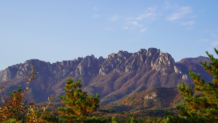 Ulsan Rock of Seoraksan Mountain with Autumn Leaves
