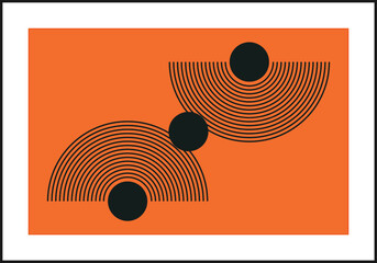 Minimal 20s geometric design poster, vector template with primitive shapes