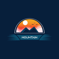 mountain logo design in the afternoon, sunset