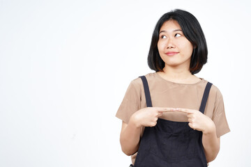 Fototapeta premium Thinking and Curious gesture Of Beautiful Asian Woman Isolated On White Background